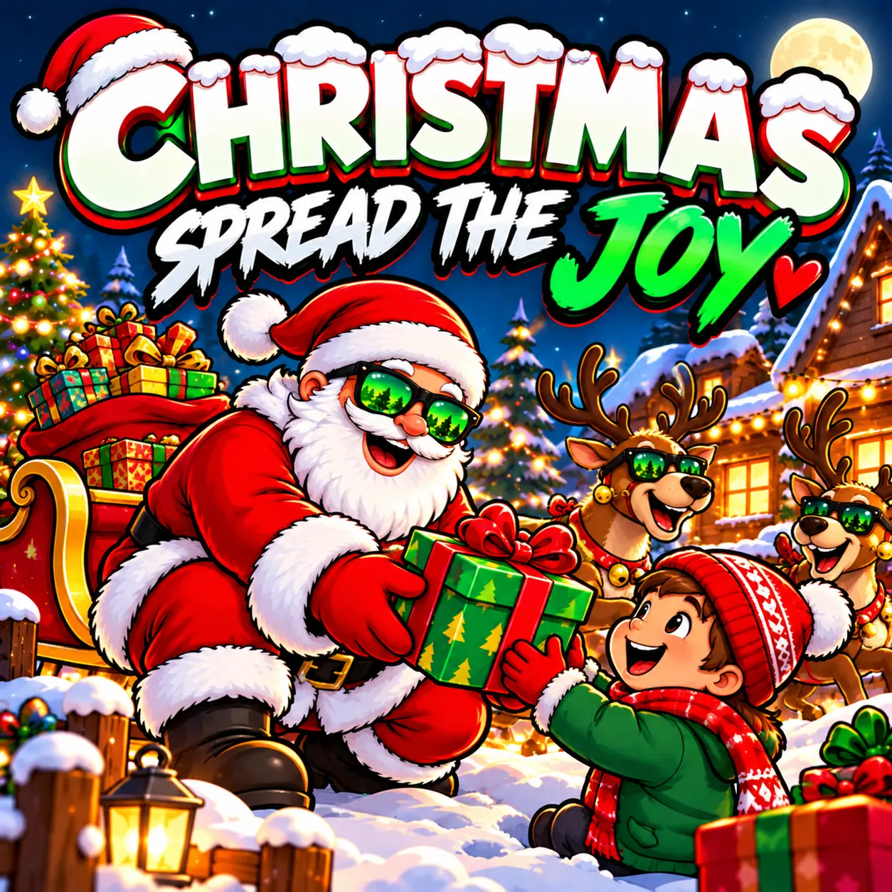 Santa giving a Christmas gift