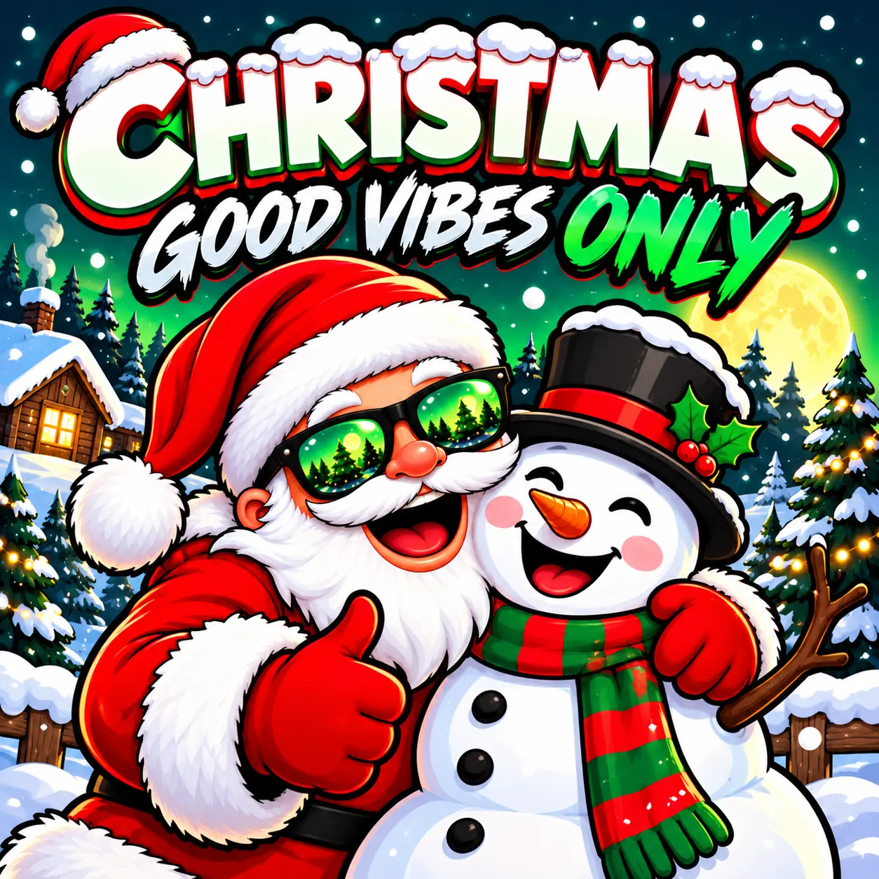 Santa and snowman sharing good vibes